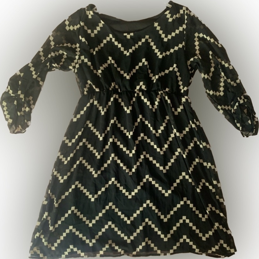 Pink Blush Black Chevron Print Maternity Dress Size XL